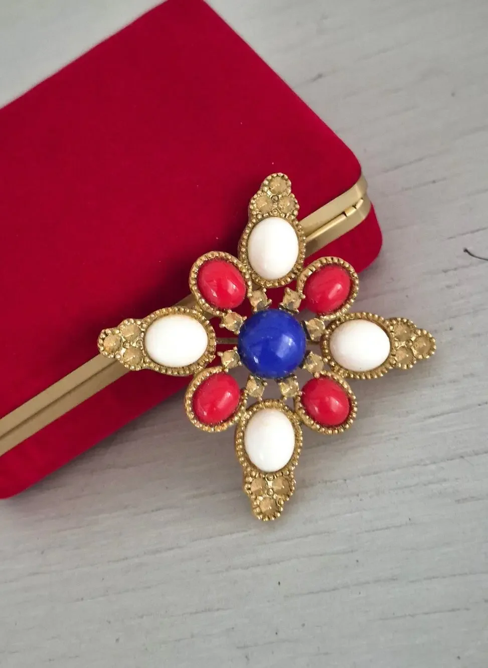 Vintage Sarah Coventry Americana Maltese Cross Brooch Pin